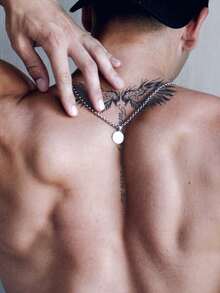 1套3片翅膀紋身貼紙,防水持久1週或2週,適用於男生的手臂和頸部 - 黑色 - 查看 4