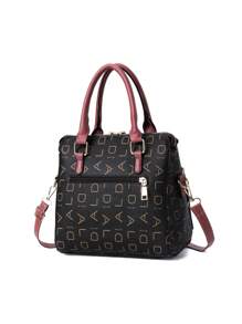 Fashionable Ald Letter Print Handbag With Accessories, Great Gift For Mom - Multicolor - View 2