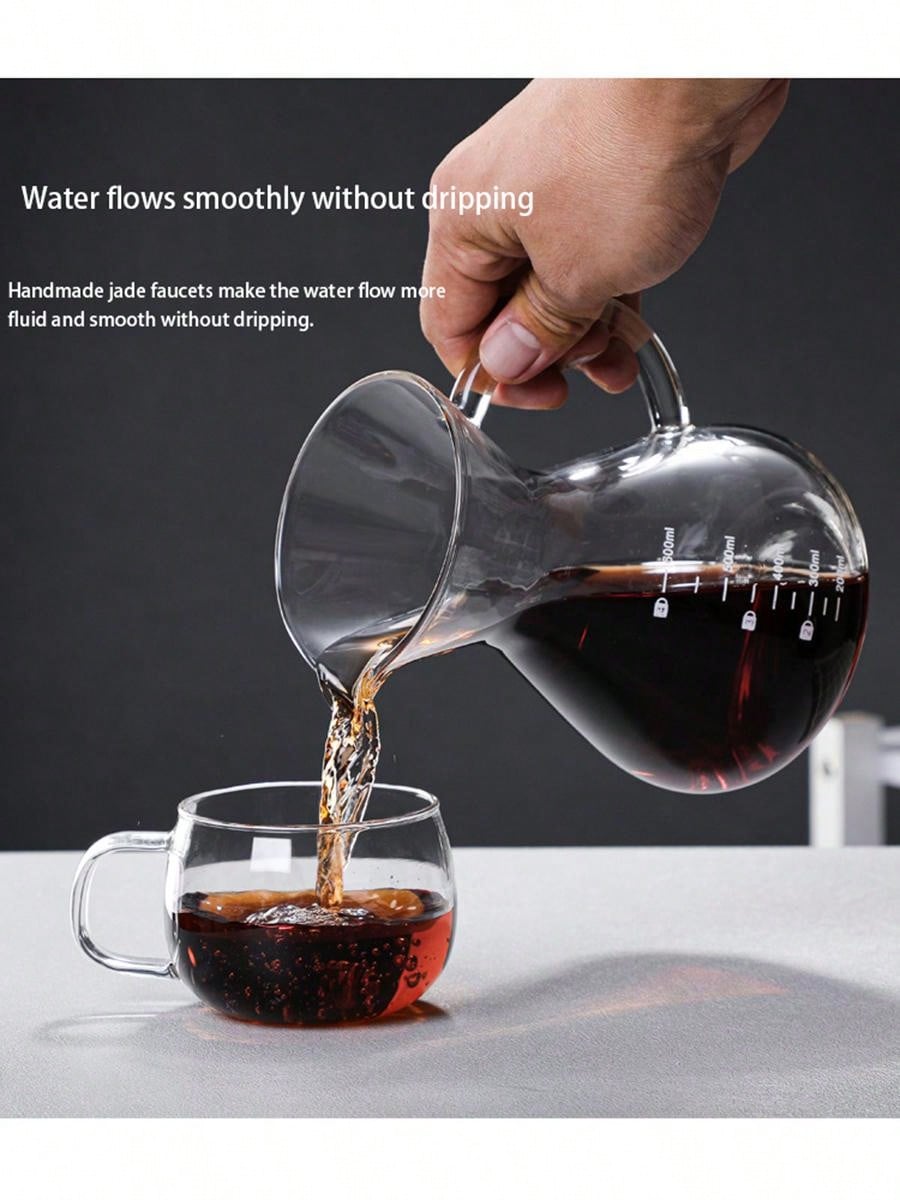 1pc 400ml/600ml HeatResistant Glass Hand Drip Coffee Pot With Handle