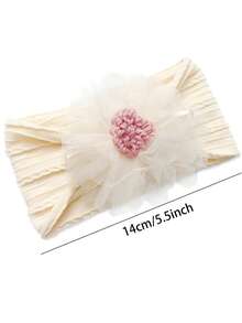 1 Miếng Em bé Cô gái Mềm mại Nylon Dây buộc tóc Với Lưới Trang trí Hoa - Màu be - Xem 4