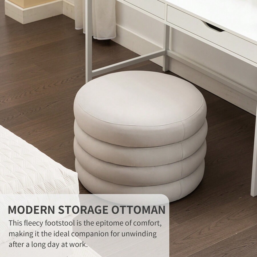 Modern Storage Ottoman, Velvet Upholstered Footstool With Storage, Channel Tufted Foot Rest With
