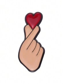 1pc Creative Cartoon Animal Finger Heart Shaped Brooch Badge, Fashion Jewelry Accessory For Daily Wear, Suitable For Both Men And Women. Valentines,Mom,Mother,Mother's Day,Gift - Multicolor - View 5