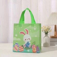 12PCS Easter Gift Bags Easter Bags With Handles Happy Easter Bunny Gift Bags With Handles - Multicolor - View 4