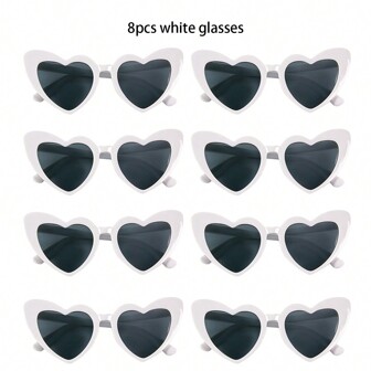 8PCS Heart Shaped Sunglasses For Wedding Party And Daily Travel Decoration (A Little Scratch, Please Do Not Order) Back To School Valentine Day