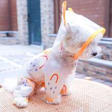 1pc Dog Raincoat, Transparent Waterproof Rainbow Rain Jacket, Suitable For Teddy, Bichon, All Seasons, Small/Medium Sized Dogs - Yellow - View 5