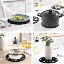 Set Di 3 Pezzi Tradizionali Sottopentola In Silicone - Antiscivolo E Resistente Al Calore, Salvamano Per La Cucina Per Superfici E Tavoli - Sottopentola Per Piatti E Pentole Bollenti - Presine Per Pentole E Padelle - Turchese - nero - Visualizzare 7