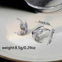 1對個性化全晶鑲嵌大尺寸耳釘,誇張時尚的星形設計,適合女性假日穿著 - 銀色 - 查看 5