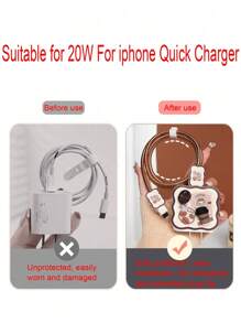 5pcs/Set Coffee Bean Design Accessories For 1.5m Cable Organizer, Cable Fixer, Anti-Break Data Cable, Tpu Charging Head, Protective Case Compatible With Iphone 12/13/14 And 20w Quick Charge