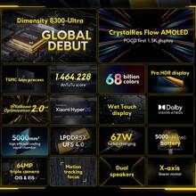 Xiaomi Poco X6 Pro 5g全球版智慧手機,具有歐洲插頭的android 14,hyperos 1220 X 2712像素,nfc,67w超級快充,5000mah電池,64mp後置攝像頭,crystalres,120hz流暢amoled屏幕 - 灰色 - 查看 4