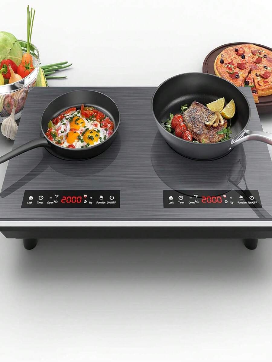 Induction Cooktop 110v,4000W 24 Inch Electric Cooktop With 2 Burners,LED Touch Screen, Overheat Protection Function,9 Temperature And Power Levels,Safety Lock,Portable Induction Cooktop