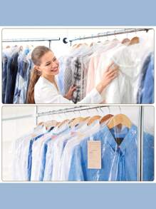 50 pezzi buste in plastica trasparente per lavaggio a secco, buste antipolvere per appendere gli abiti, adatte per uso domestico e negozio (60*90cm, 60*100cm, 60*120cm) (appendini non inclusi), organizer per scuola, insegnanti e studenti, organizer per armadi e cassetti, per camere da letto e armadi, per appendere vestiti, abiti, camicie e cappotti - Trasparente - Visualizzare 5