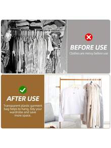 50 pezzi buste in plastica trasparente per lavaggio a secco, buste antipolvere per appendere gli abiti, adatte per uso domestico e negozio (60*90cm, 60*100cm, 60*120cm) (appendini non inclusi), organizer per scuola, insegnanti e studenti, organizer per armadi e cassetti, per camere da letto e armadi, per appendere vestiti, abiti, camicie e cappotti - Trasparente - Visualizzare 3