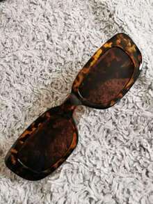 1 chiếc kính thời trang thể thao ngoài trời phong cách Unisex, gọng kính hình elip họa tiết da báo nhỏ - màu nâu - Xem 3