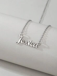 1 Peça Pingente Colar De Aço Inoxidável Dourado E Prateado Com Letra Em Inglês, Colar Fashion Simples E Versátil Para Homens E Mulheres(no Máximo 1 Nome Em Inglês)