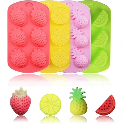 Fruit Shaped Silicone Mold Pineapple Orange Watermelon Strawberry Chocolate Candy Baking Mould 3D Summer Fruit Ice Mold For DIY Jelly Fondant Soap Gummy Cake Cupcake Topper Decoration