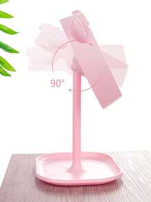 1pc Three Tone Adjustable Led Lighted Tabletop Vanity Mirror, Portable & Dual Use Cosmetic Mirror - Pink - View 7