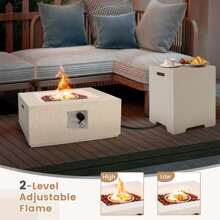 28" Patio Propane Fire Pit Table W/Hideaway Tank Holder Outdoor Gas Fire Table - White - View 3