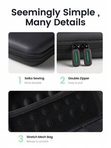 UGREEN 外置硬盘盒包，移动电源旅行电子配件收纳包，适用于 2.5 英寸硬盘/耳机/U 盘硬盘线收纳包 - 黑色 - 查看 6