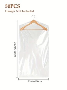 50 pezzi buste in plastica trasparente per lavaggio a secco, buste antipolvere per appendere gli abiti, adatte per uso domestico e negozio (60*90cm, 60*100cm, 60*120cm) (appendini non inclusi), organizer per scuola, insegnanti e studenti, organizer per armadi e cassetti, per camere da letto e armadi, per appendere vestiti, abiti, camicie e cappotti - Trasparente - Visualizzare 12