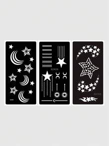3pcs/Set Hand Henna Tattoo Stencil Template - Black - View 2