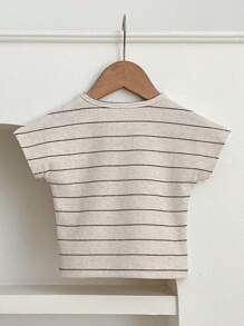 Baby Boy Spring/Summer Striped Short Sleeve Top And Triangle Diaper Cover Set