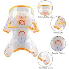 1pc Dog Raincoat, Transparent Waterproof Rainbow Rain Jacket, Suitable For Teddy, Bichon, All Seasons, Small/Medium Sized Dogs - Yellow - View 4