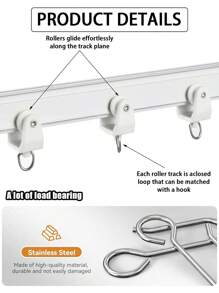 40入組窗簾軌道滑輪,20入組窗簾滑軌輪帶20入組s形窗簾軌道掛鉤,塑料懸掛於吊頂軌道之上