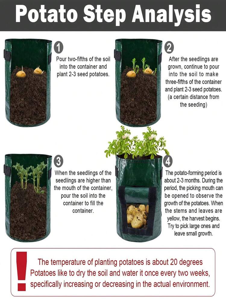 10 sacchetti per la coltivazione di patate da 38 lri, con