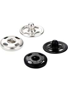 100 Sets Sew-On Snap Buttons Metal Snap Fastener Buttons Press Button For Sewing Clothing, Black And Silvery, 10 Mm - Multicolor - View 3