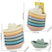 6 szt. Łazienka dla dzieci Kolor tęczy Łódka do układania w stosy Gra wodna Układanie zabawek, Zabawki do kąpieli dla dzieci, Zabawki do układania dla maluchów, Prezent urodzinowy dla dziecka w wieku 0-3 lat Zabawki dla dzieci