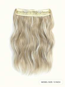 12吋波浪狀夾式彩色人髮片,sandy Blonde色號,配白色亮點,合成纖維材質,適合日常穿著 - 間色 - 查看 3