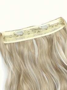 12吋波浪狀夾式彩色人髮片,sandy Blonde色號,配白色亮點,合成纖維材質,適合日常穿著 - 間色 - 查看 5