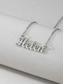 1 Peça Pingente Colar De Aço Inoxidável Dourado E Prateado Com Letra Em Inglês, Colar Fashion Simples E Versátil Para Homens E Mulheres(no Máximo 1 Nome Em Inglês)