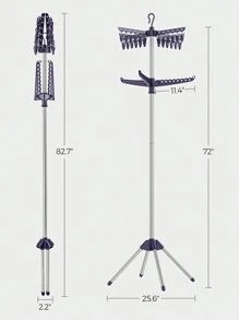 SONGMICS Clothes Airer, Clothes Drying Rack With 3 Rotatable Arms For Hangers, 4-Leg Indoor Folding Laundry Rack, Stainless Steel, For Clothes And Socks, 183 Cm High, Blue And Silver - Blue - View 6