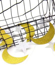 1pc Mirrored Crescent Moon & Star With Glitter Decoration Hangings For Home, Party, Wedding Decorations,Home Decor ,Room Decor,Wall Decor Gifts Birthday Graduation - Gold - View 6