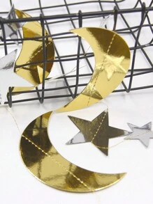 1pc Mirrored Crescent Moon & Star With Glitter Decoration Hangings For Home, Party, Wedding Decorations,Home Decor ,Room Decor,Wall Decor Gifts Birthday Graduation - Gold - View 4