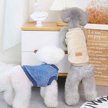 Roupas grossas cáqui de 2 pernas para cães pequenos como poodle, teddy e bichon frisé no outono/inverno
