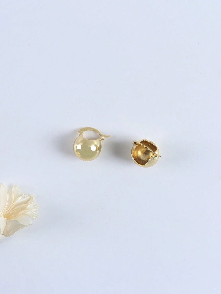 1 par de pendientes de bolas geométricas para mujer. - Dorado - Ver 1