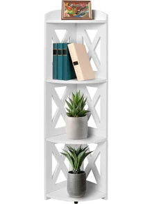 1 Pz Estante Esquinero Organizador Multiusos Sala de Estar Recámara Baño Cocina Soporte Decoración - Blanco - Ver 5