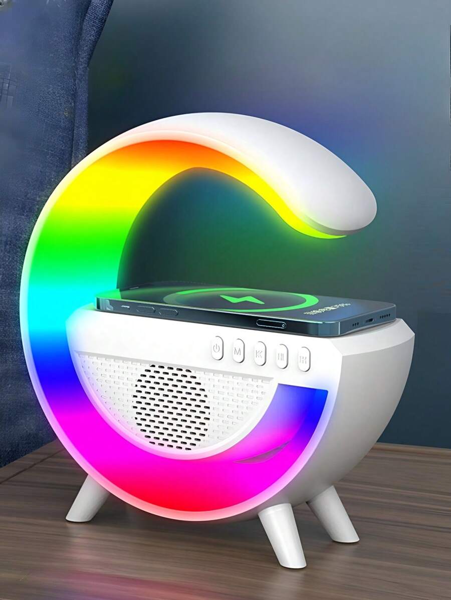 Bocina Bluetooth Con Diseño En Forma De G, 4 En 1 Multifuncional, Carga Inalámbrica. - Blanco - Ver 1