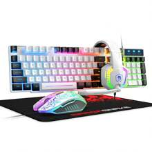 Combo de teclado para juegos con cable, ratón y auriculares "ATTACK SHARK*MANBASNAKE", teclado con retroiluminación LED arcoíris, auriculares over-ear con micrófono, ratón con retroiluminación arcoíris, alfombrilla de ratón, para PC y portátil