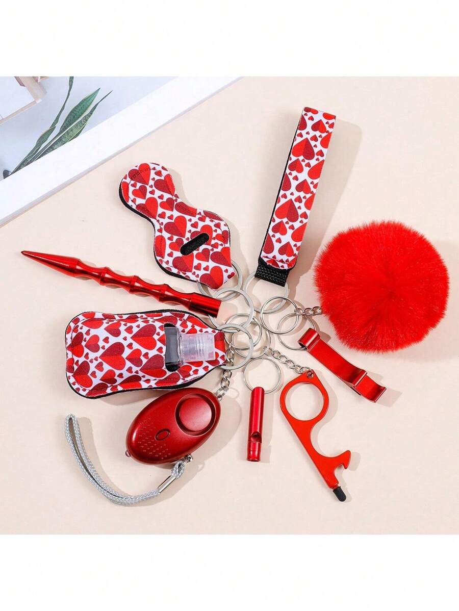 9pcs Outdoor Safety Survival Whistle, Hand Sanitizer Bottle Holder