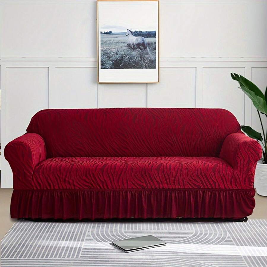 1pc Wave Pattern Sofa Slipcover, Non-Slip Sofa Cover With Skirt, Dustproof Anti-Cat Scratch Couch Cover Machine Washable Furniture Protector For Bedroom Office Living Room Home Decor - 1 Seat :Suitable For Sofas 90-125cm(35.43-49.21in) Long / 2 Seat :Suitable For Sofas 145-170cm(57.1-66.93in) Long / 3 Seat :Suitable For Sofas 190-210cm(74.8-82.68in) Long / 4 Seat :Suitable For Sofas 235-280cm(92.52-110.24in) Long
