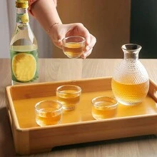 1 Bộ Sake họa tiết búa thủy tinh, bao gồm bình đựng rượu sake, cốc đựng rượu sake và ấm hơn - trắng - Xem 4