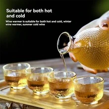 1 Bộ Sake họa tiết búa thủy tinh, bao gồm bình đựng rượu sake, cốc đựng rượu sake và ấm hơn - trắng - Xem 2