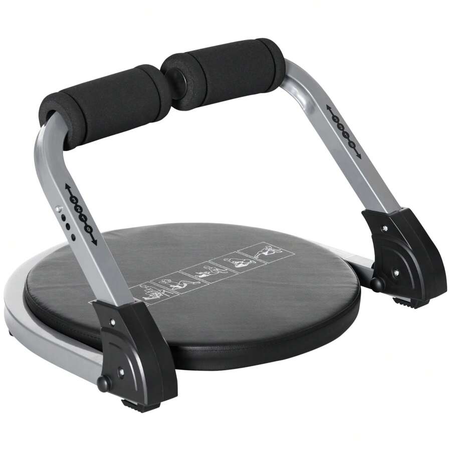 HOMCOM Appareil à abdominaux crunch musculation compact et pliable 3 niveaux de résistance - Noir - Voir 1