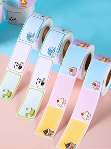 1捲280張可愛的小學生名字貼紙,彩色標籤,手寫自黏正方形貼紙 - 彩色 - 查看 6
