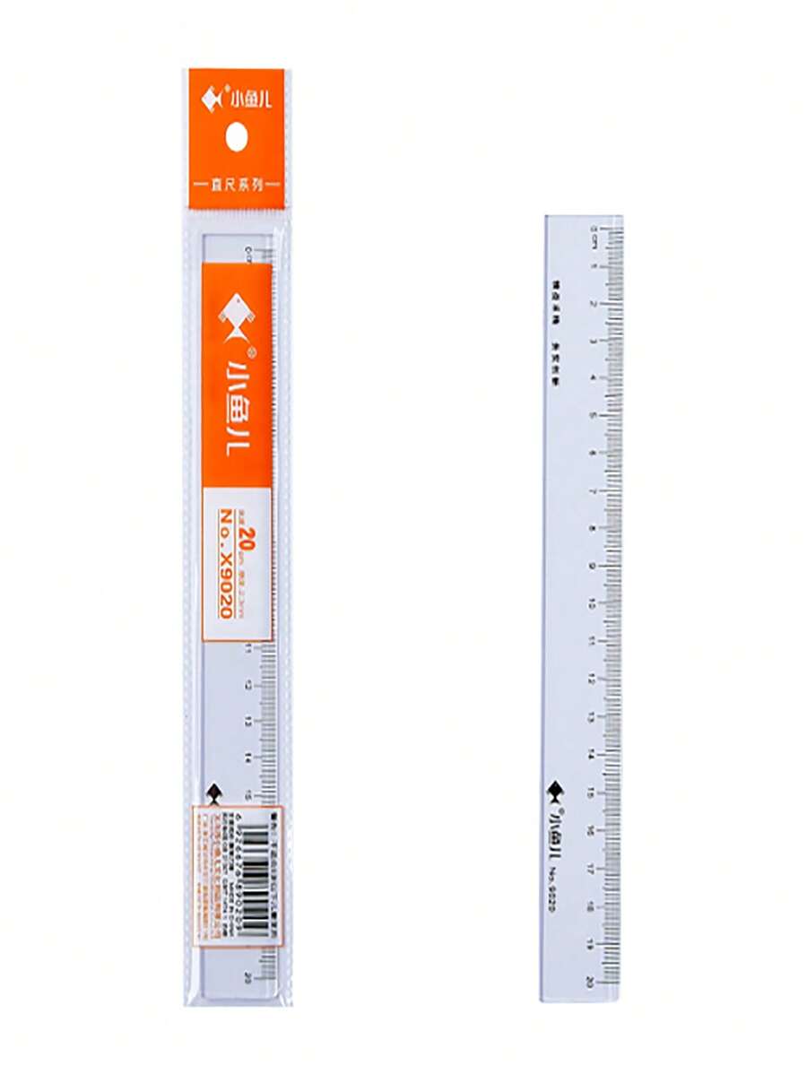 1支20厘米硬质钢尺，尺子，直尺 - 橘色 - 查看 1