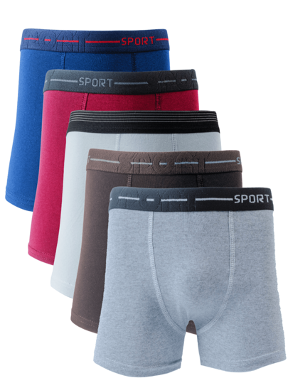 Kit 5 Cuecas Box Boxer Adulto Masculina em algodão com diversas cores