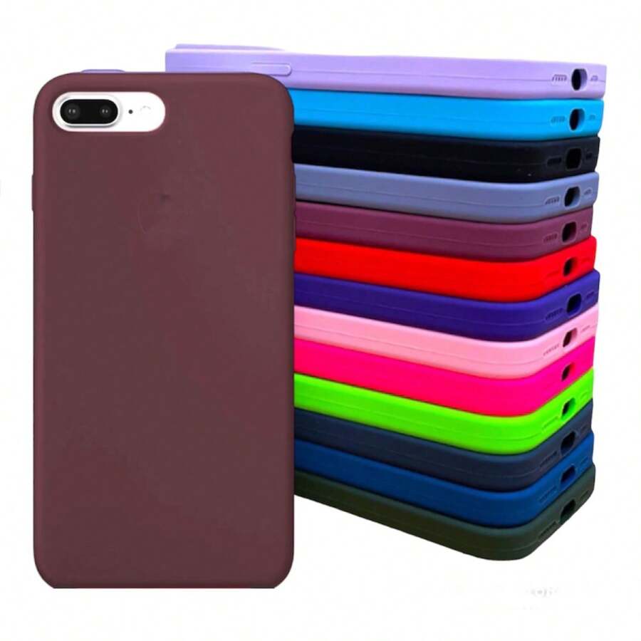 Case Capa Capinha Veludo Fechada em baixo Compatível com iPhone 6 Plus 7 Plus e 8 Plus - Marsala - Visão 1